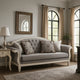 Fil Classic Sofa with 4 Pillow | Button Tufting | Antique White Trim 88"