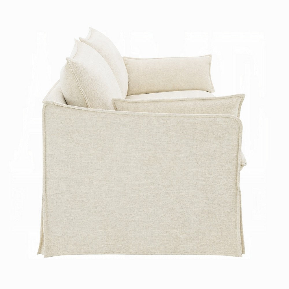 Seya Modern Sofa with 2 Pillow | Beige Linen Plush Cushions | 82"