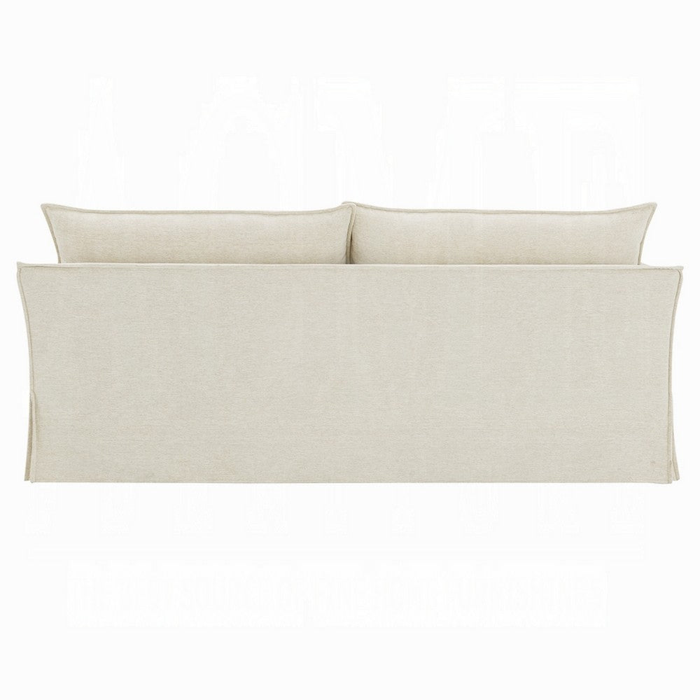 Seya Modern Sofa with 2 Pillow | Beige Linen Plush Cushions | 82"