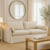 Seya Modern Sofa with 2 Pillow | Beige Linen Plush Cushions | 82"