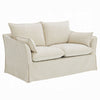 Seya Modern Loveseat with 2 Pillow | Beige Linen Plush Cushions | 58"