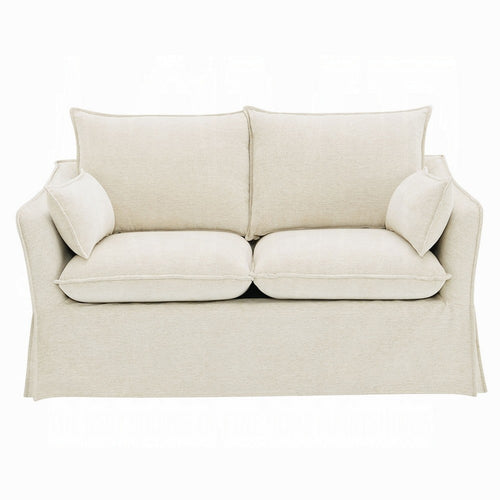 Seya Modern Loveseat with 2 Pillow | Beige Linen Plush Cushions | 58"
