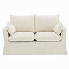Seya Modern Loveseat with 2 Pillow | Beige Linen Plush Cushions | 58"