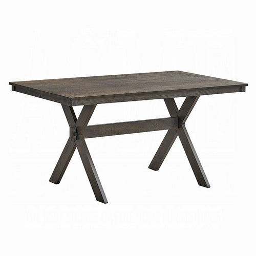 Meya Dining Table | 59" Rectangular Top | Farmhouse Frame | Gray Wood