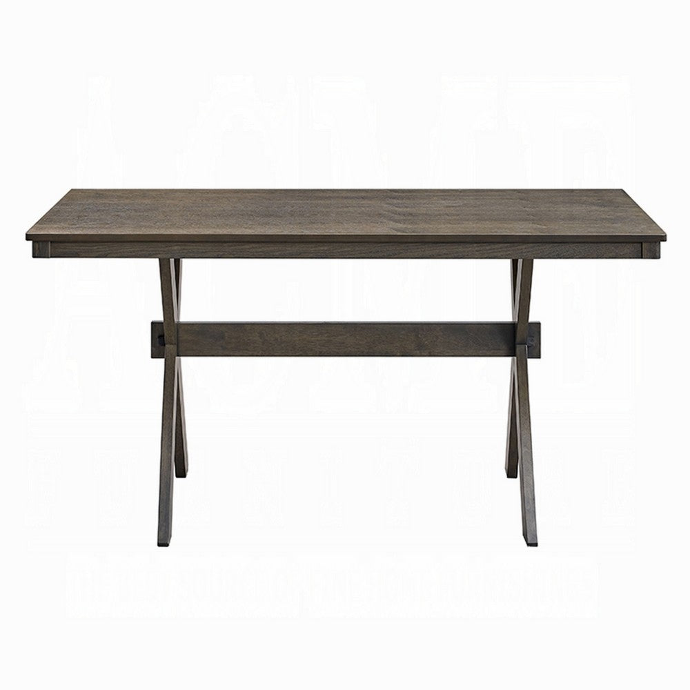 Meya Dining Table | 59" Rectangular Top | Farmhouse Frame | Gray Wood