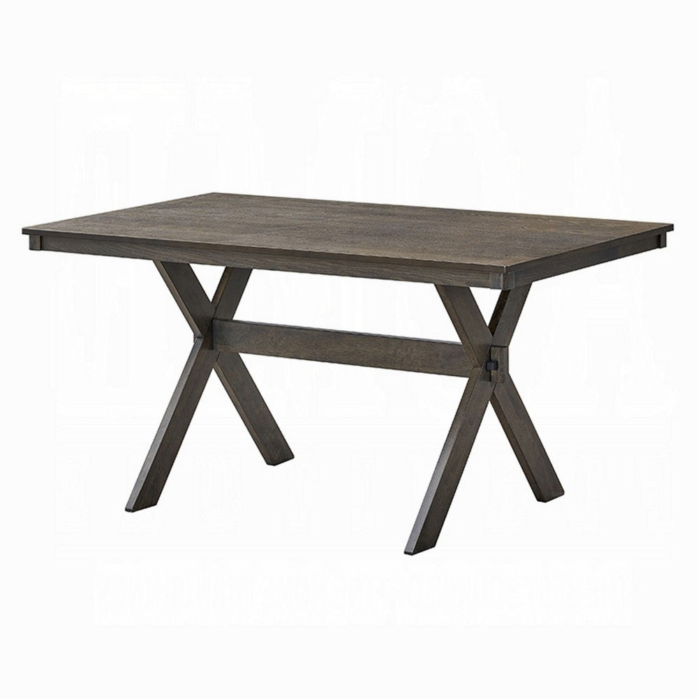 Meya Dining Table | 59" Rectangular Top | Farmhouse Frame | Gray Wood