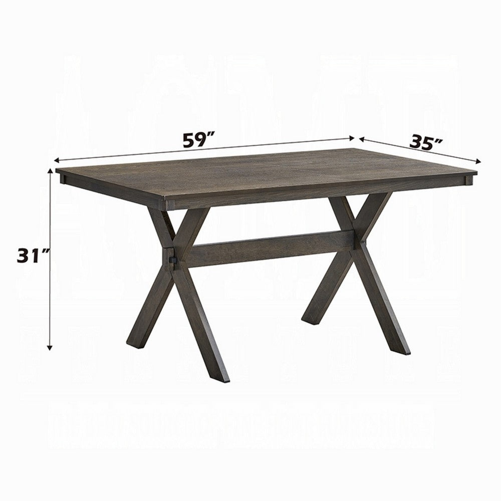 Meya Dining Table | 59" Rectangular Top | Farmhouse Frame | Gray Wood