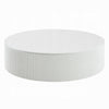 Del Modern Coffee Table | 47" Round Top | Glossy White Ribbed Base