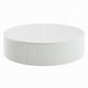 Del Modern Coffee Table | 47" Round Top | Glossy White Ribbed Base