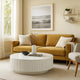 Del Modern Coffee Table | 47" Round Top | Glossy White Ribbed Base