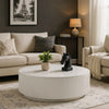 Del Modern Coffee Table | 47" Round Top | Glossy White Ribbed Base