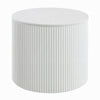 Del Modern Side End Table | 22" Round Top | Glossy White Ribbed Base