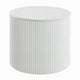Del Modern Side End Table | 22" Round Top | Glossy White Ribbed Base