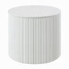 Del Modern Side End Table | 22" Round Top | Glossy White Ribbed Base