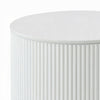 Del Modern Side End Table | 22" Round Top | Glossy White Ribbed Base