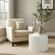 Del Modern Side End Table | 22" Round Top | Glossy White Ribbed Base