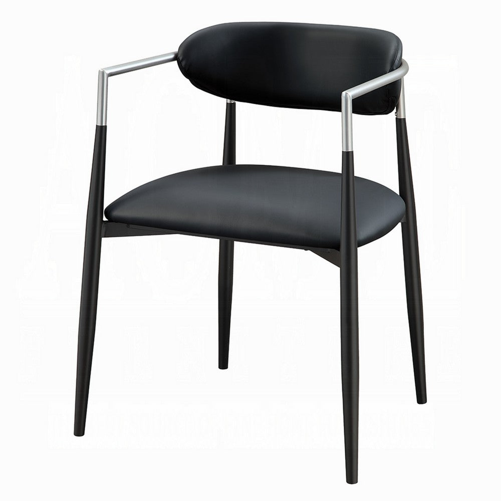 Vonn Dining Armchair Set of 2 | Faux Leather | Curved Back | Black Metal