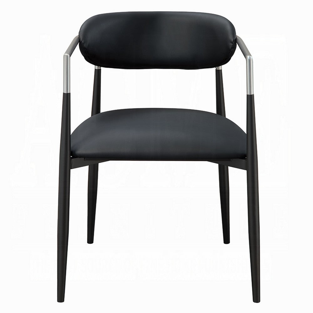 Vonn Dining Armchair Set of 2 | Faux Leather | Curved Back | Black Metal