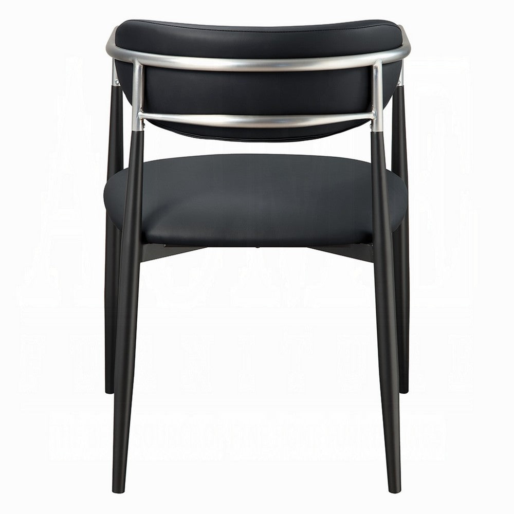 Vonn Dining Armchair Set of 2 | Faux Leather | Curved Back | Black Metal