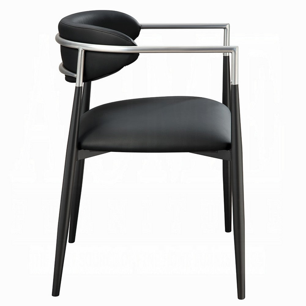 Vonn Dining Armchair Set of 2 | Faux Leather | Curved Back | Black Metal