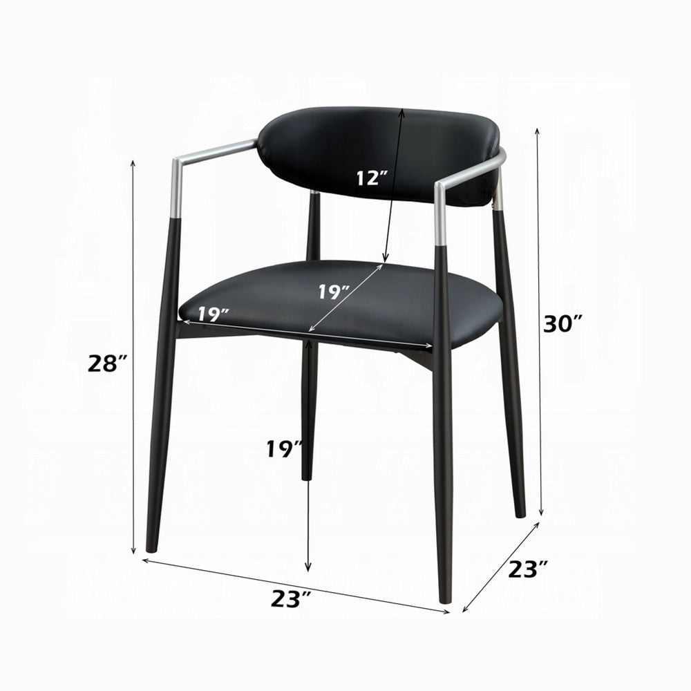 Vonn Dining Armchair Set of 2 | Faux Leather | Curved Back | Black Metal