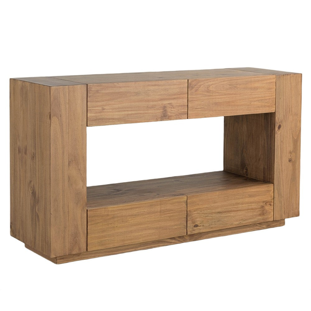 Ayma Sofa Console Table | 4 Drawers | 54" Rectangular | Oak Brown