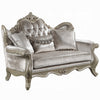 Bertha Baroque Loveseat with 3 Pillows | Tufted Champagne Gray | 70"