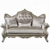 Bertha Baroque Loveseat with 3 Pillows | Tufted Champagne Gray | 70"