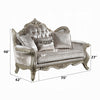 Bertha Baroque Loveseat with 3 Pillows | Tufted Champagne Gray | 70"