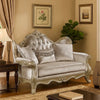 Bertha Baroque Loveseat with 3 Pillows | Tufted Champagne Gray | 70"