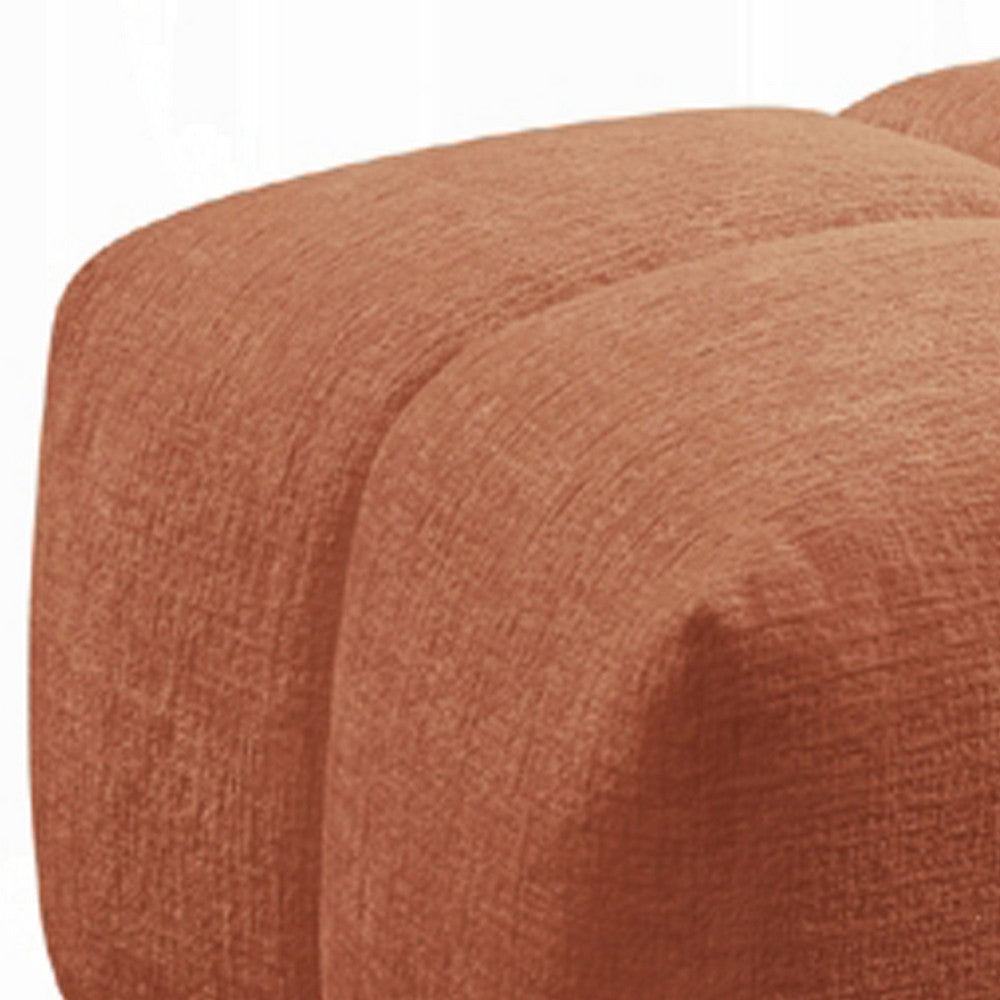 Leya Modular Ottoman | Tufted Coral Red Linen | 43" Rectangular Seat