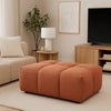 Leya Modular Ottoman | Tufted Coral Red Linen | 43" Rectangular Seat