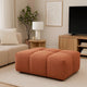 Leya Modular Ottoman | Tufted Coral Red Linen | 43" Rectangular Seat