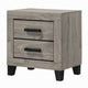 Rachy Nightstand | 2 Drawers w Black Metal Handles | Farmhouse Light Gray