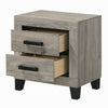 Rachy Nightstand | 2 Drawers w Black Metal Handles | Farmhouse Light Gray