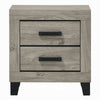 Rachy Nightstand | 2 Drawers w Black Metal Handles | Farmhouse Light Gray