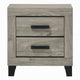 Rachy Nightstand | 2 Drawers w Black Metal Handles | Farmhouse Light Gray