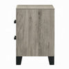 Rachy Nightstand | 2 Drawers w Black Metal Handles | Farmhouse Light Gray