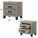 Rachy Nightstand | 2 Drawers w Black Metal Handles | Farmhouse Light Gray