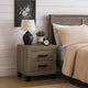 Rachy Nightstand | 2 Drawers w Black Metal Handles | Farmhouse Light Gray