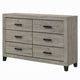 Rachy Dresser | 6 Drawers with Black Handles | Farmhouse Light Gray