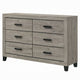 Rachy Dresser | 6 Drawers with Black Handles | Farmhouse Light Gray
