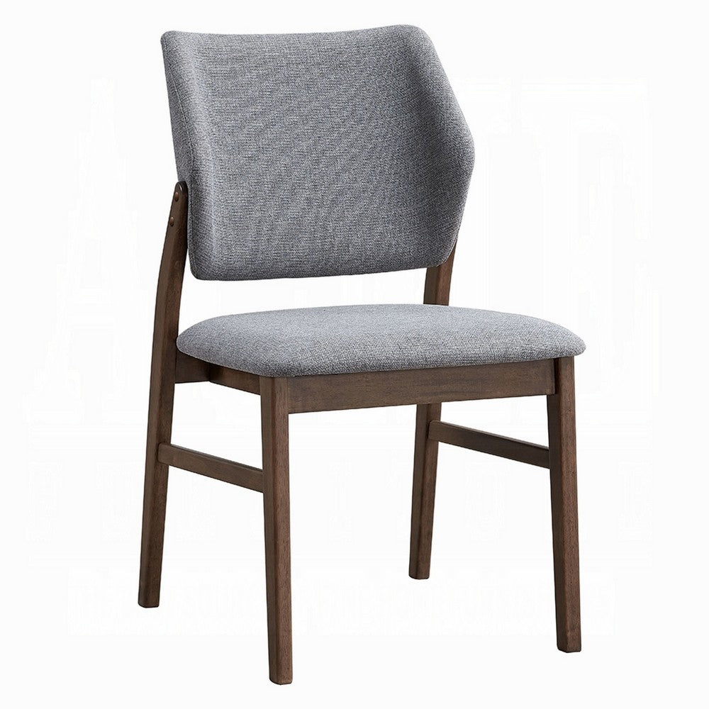 Nory Dining Side Chair Set of 2 | Gray Linen Seat & Back | Walnut Brown