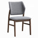 Nory Dining Side Chair Set of 2 | Gray Linen Seat & Back | Walnut Brown