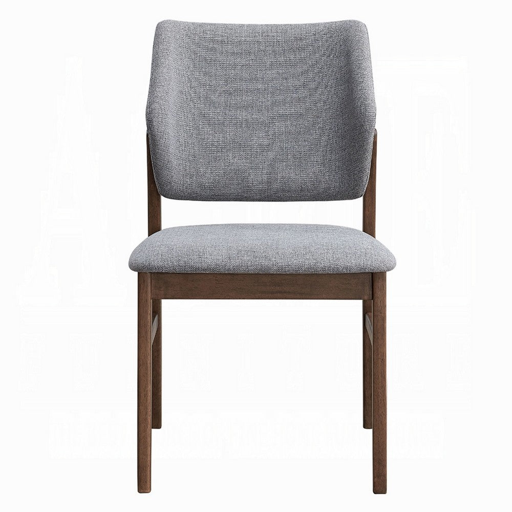 Nory Dining Side Chair Set of 2 | Gray Linen Seat & Back | Walnut Brown