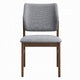 Nory Dining Side Chair Set of 2 | Gray Linen Seat & Back | Walnut Brown