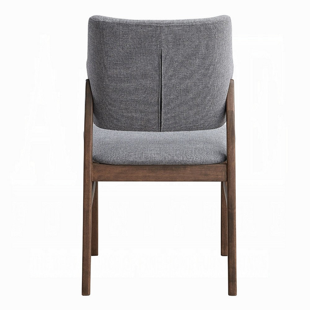 Nory Dining Side Chair Set of 2 | Gray Linen Seat & Back | Walnut Brown
