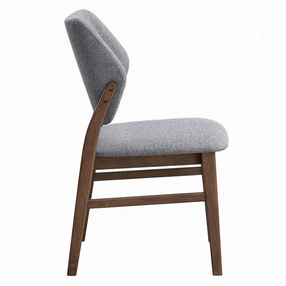 Nory Dining Side Chair Set of 2 | Gray Linen Seat & Back | Walnut Brown