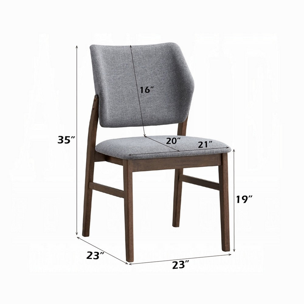 Nory Dining Side Chair Set of 2 | Gray Linen Seat & Back | Walnut Brown