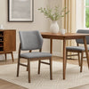 Nory Dining Side Chair Set of 2 | Gray Linen Seat & Back | Walnut Brown